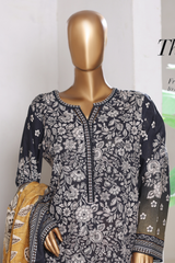 Bin Saeed Stitched 3 Piece Exclusive Printed Khaddar Vol-15 Collection'2025-WK-2672-GREY\MUSTARD