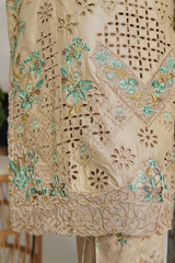 Binsaeed luxury plain cotton with embroidered dupatta d06