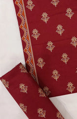 Bin Saeed Digital Printed Cotton Cambric Unstitched 3 Piece Suit - Design-35- BS25DCC - Red - Summer Collection