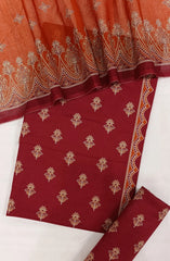 Bin Saeed Digital Printed Cotton Cambric Unstitched 3 Piece Suit - Design-35- BS25DCC - Red - Summer Collection