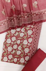 Bin Saeed Digital Printed Cotton Cambric Unstitched 3 Piece Suit - Design-41 - BS25DCC - Red - Summer Collection