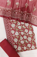 Bin Saeed Digital Printed Cotton Cambric Unstitched 3 Piece Suit - Design-41 - BS25DCC - Red - Summer Collection