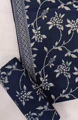 Bin Saeed Digital Printed Cotton Cambric Unstitched 3 Piece Suit - Design-33- BS25DCC - Blue - Summer Collection