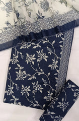 Bin Saeed Digital Printed Cotton Cambric Unstitched 3 Piece Suit - Design-33- BS25DCC - Blue - Summer Collection