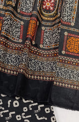 Bin Saeed Digital Printed Cotton Cambric Unstitched 3 Piece Suit - Design-38- BS25DCC - Black- Summer Collection