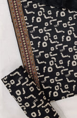 Bin Saeed Digital Printed Cotton Cambric Unstitched 3 Piece Suit - Design-38- BS25DCC - Black- Summer Collection