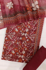 Bin Saeed Digital Printed Cotton Cambric Unstitched 3 Piece Suit - Design-37- BS25DCC - Red - Summer Collection