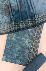 Bin Saeed Digital Printed Cotton Cambric Unstitched 3 Piece Suit - Design-16 - BS25DCC - blue - Summer Collection
