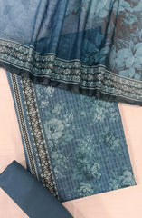 Bin Saeed Digital Printed Cotton Cambric Unstitched 3 Piece Suit - Design-16 - BS25DCC - blue - Summer Collection