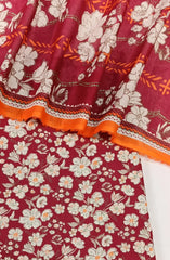 Bin Saeed Digital Printed Cotton Cambric Unstitched 3 Piece Suit - Design-25- BS25DCC - Red- Summer Collection