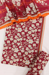 Bin Saeed Digital Printed Cotton Cambric Unstitched 3 Piece Suit - Design-25- BS25DCC - Red- Summer Collection