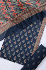 Bin Saeed Digital Printed Cotton Cambric Unstitched 3 Piece Suit - Design-20 - BS25DCC - Blue - Summer Collection