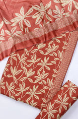 Bin Saeed Digital Printed Cotton Cambric Unstitched 3 Piece Suit - Design-21 - BS25DCC - Orange- Summer Collection