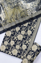 Bin Saeed Digital Printed Cotton Cambric Unstitched 3 Piece Suit - Design-31- BS25DCC - Black - Summer Collection