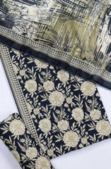 Bin Saeed Digital Printed Cotton Cambric Unstitched 3 Piece Suit - Design-31- BS25DCC - Black - Summer Collection