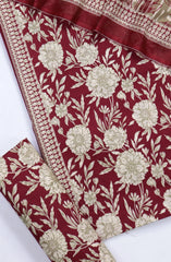 Bin Saeed Digital Printed Cotton Cambric Unstitched 3 Piece Suit - Design-34- BS25DCC - Red - Summer Collection