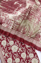 Bin Saeed Digital Printed Cotton Cambric Unstitched 3 Piece Suit - Design-34- BS25DCC - Red - Summer Collection