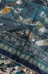 Bin Saeed Digital Printed Cotton Cambric Unstitched 3 Piece Suit - Design-22- BS25DCC - Green- Summer Collection