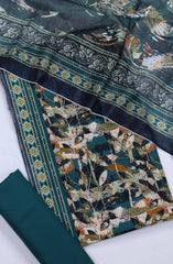 Bin Saeed Digital Printed Cotton Cambric Unstitched 3 Piece Suit - Design-22- BS25DCC - Green- Summer Collection