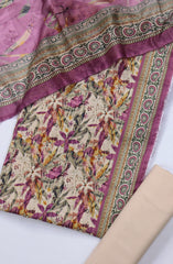 Bin Saeed Digital Printed Cotton Cambric Unstitched 3 Piece Suit - Design-23- BS25DCC - Pink- Summer Collection