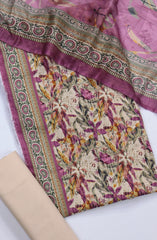 Bin Saeed Digital Printed Cotton Cambric Unstitched 3 Piece Suit - Design-23- BS25DCC - Pink- Summer Collection
