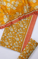 Bin Saeed Digital Printed Cotton Cambric Unstitched 3 Piece Suit - Design-28- BS25DCC - Yellow- Summer Collection