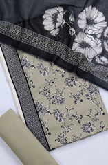 Bin Saeed Digital Printed Cotton Cambric Unstitched 3 Piece Suit - Design-27- BS25DCC - Beige - Summer Collection