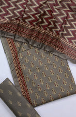 Bin Saeed Digital Printed Cotton Cambric Unstitched 3 Piece Suit - Design-26- BS25DCC - Grey- Summer Collection
