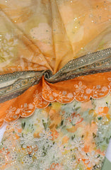 Bin Saeed Embroidered Cambric Unstitched 3 Piece Suit - Design-01 - BS25CMB - Orange - Summer Collection