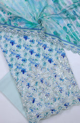 Bin Saeed Embroidered Cambric Unstitched 3 Piece Suit - Design-04 - BS25CMB - Blue - Summer Collection