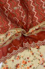 Bin Saeed Embroidered Cambric Unstitched 3 Piece Suit - Design-05 - BS25CMB - Beige - Summer Collection