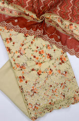 Bin Saeed Embroidered Cambric Unstitched 3 Piece Suit - Design-05 - BS25CMB - Beige - Summer Collection