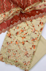 Bin Saeed Embroidered Cambric Unstitched 3 Piece Suit - Design-05 - BS25CMB - Beige - Summer Collection