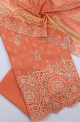 Bin Saeed Embroidered Cambric Unstitched 3 Piece Suit - Design-07 - BS25CMB - Orange - Summer Collection