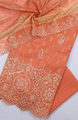 Bin Saeed Embroidered Cambric Unstitched 3 Piece Suit - Design-07 - BS25CMB - Orange - Summer Collection