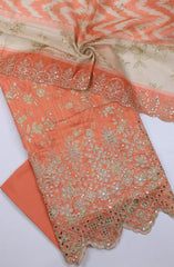 Bin Saeed Embroidered Cambric Unstitched 3 Piece Suit - Design-09 - BS26CMB - Orange - Summer Collection