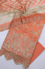 Bin Saeed Embroidered Cambric Unstitched 3 Piece Suit - Design-09 - BS26CMB - Orange - Summer Collection