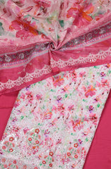 Bin Saeed Embroidered Cotton Unstitched 3 Piece Suit - Design-04 - BS25MDS - Light Pink - Mid Summer Collection