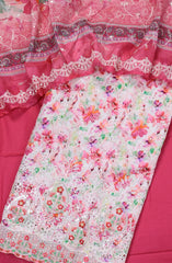Bin Saeed Embroidered Cotton Unstitched 3 Piece Suit - Design-04 - BS25MDS - Light Pink - Mid Summer Collection