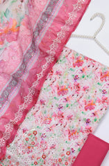 Bin Saeed Embroidered Cotton Unstitched 3 Piece Suit - Design-04 - BS25MDS - Light Pink - Mid Summer Collection