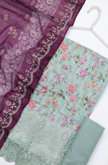 Bin Saeed Embroidered Cotton Unstitched 3 Piece Suit - Design-06 - BS25MDS - Pista Green - Mid Summer Collection