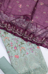 Bin Saeed Embroidered Cotton Unstitched 3 Piece Suit - Design-06 - BS25MDS - Pista Green - Mid Summer Collection