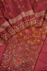 Bin Saeed Embroidered Cotton Unstitched 3 Piece Suit - Design-07 - BS25MDS - Red - Mid Summer Collection