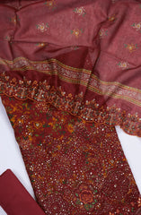 Bin Saeed Embroidered Cotton Unstitched 3 Piece Suit - Design-07 - BS25MDS - Red - Mid Summer Collection