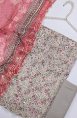 Bin Saeed Embroidered Cotton Unstitched 3 Piece Suit - Design-08 - BS25MDS - Grey - Mid Summer Collection