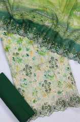 Bin Saeed Embroidered Cotton Unstitched 3 Piece Suit - Design-09 - BS25MDS - Green - Mid Summer Collection