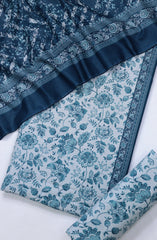Bin Saeed Printed Khaddar Unstitched 3 Piece Suit - Design-3 - BS25KHD - Light Blue - Winter Collection
