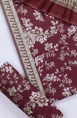 Bin Saeed Printed Khaddar Unstitched 3 Piece Suit - Design-6 - BS25KHD - Red - Winter Collection