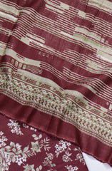 Bin Saeed Printed Khaddar Unstitched 3 Piece Suit - Design-6 - BS25KHD - Red - Winter Collection