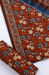 New Bin Saeed Printed Khaddar Unstitched 3 Piece Suit - Design-02 - BS25KHD - Orange - Winter Collection